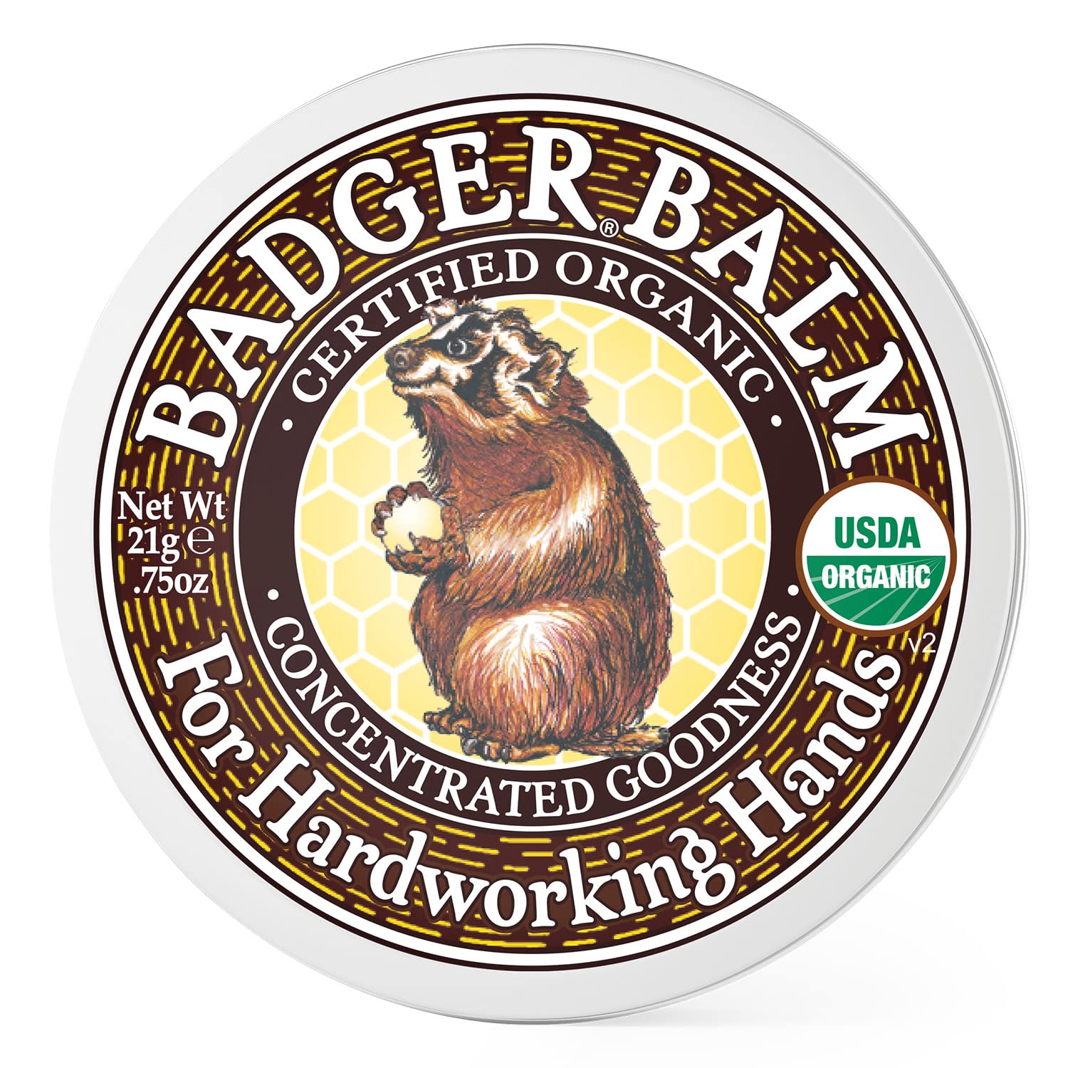 Badger - Hardworking Hands Healing, Aloe Vera & Wintergreen, Working Hand Balm, for Dry Hands, Moisturizer Balm, Certified Organic Hand Balm, 0.75 oz